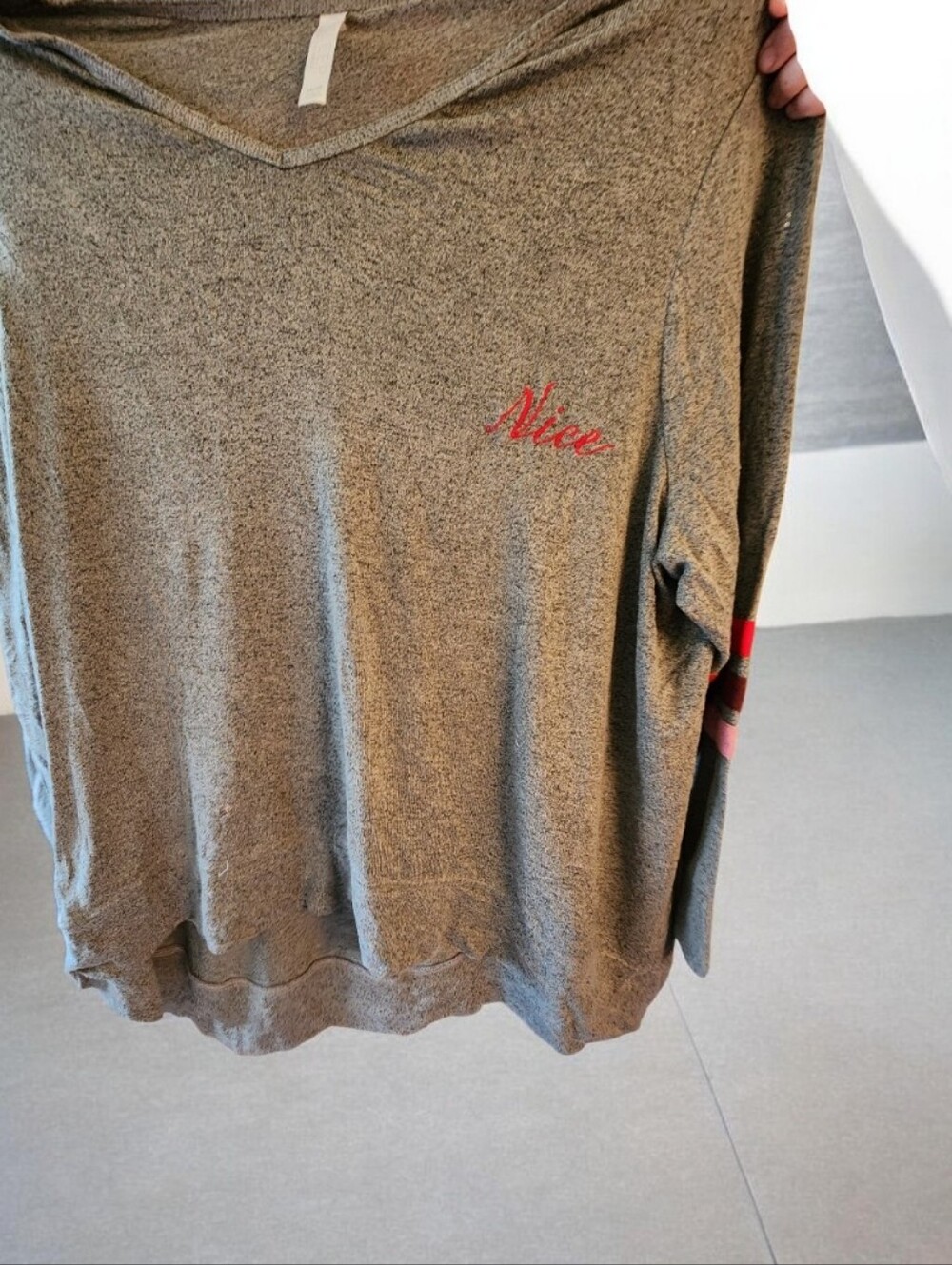Heather Gray V-Neck Pullover Sleep Shirt■ EUC